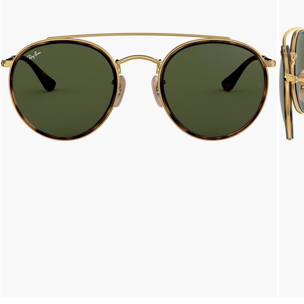 Ray-Ban Gold and Green Round Sunglasses